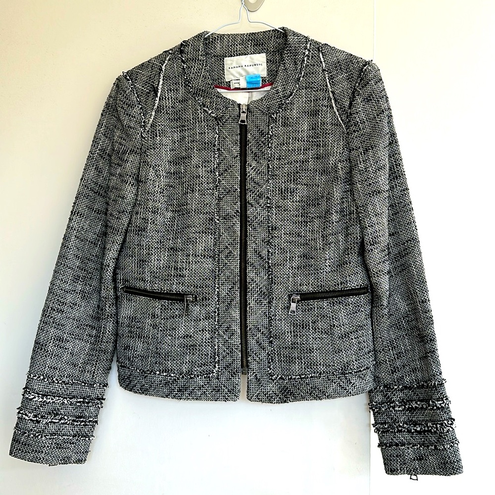 Banana Republic black and white tweed jacket